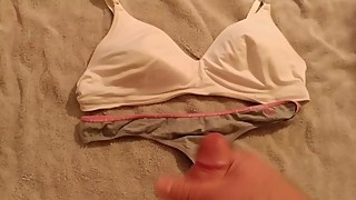 Cumming on my wifes bra and panties