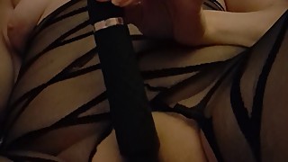 Wife smoking joint and riding huge dildo