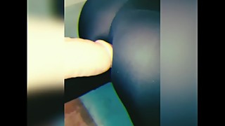 Wife try monster dildo in leggings