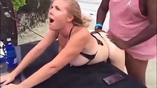 Hot slut wife blowing and getting hard cock at the beach